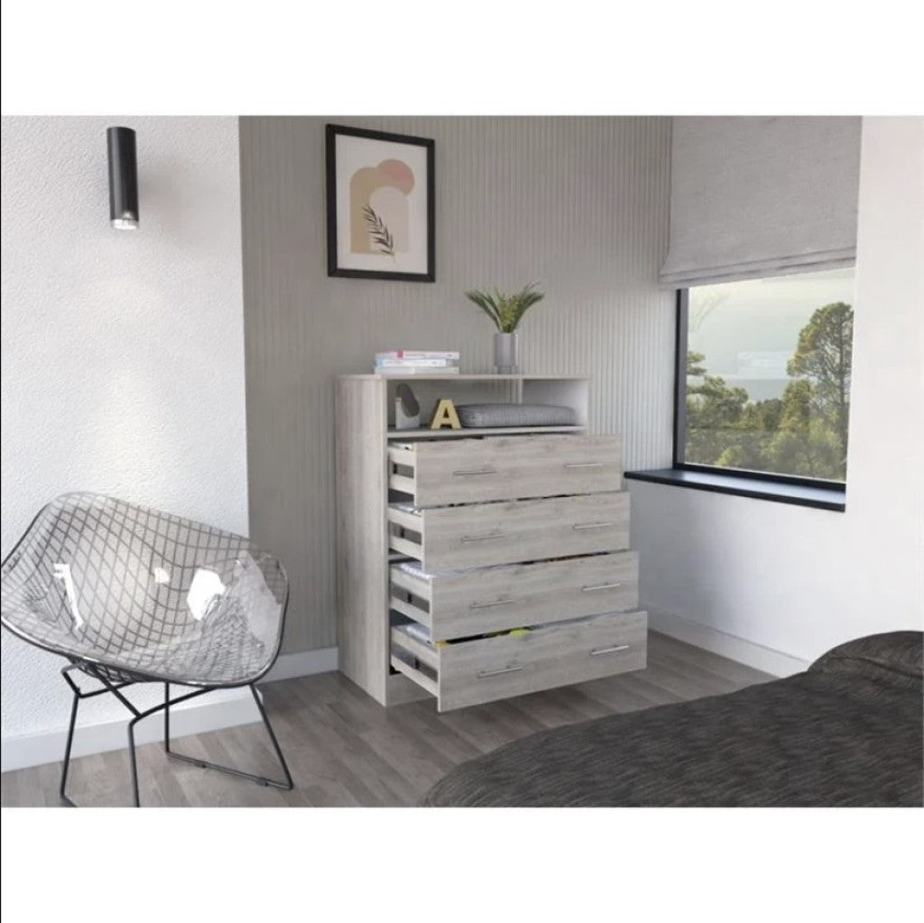 33" Light Grey Manufactured Wood Four Drawer Standard Dresser