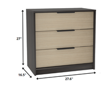 Black And Light Oak Wood Three Drawer Standard Dresser 28