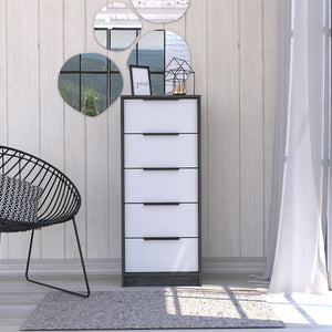 18" White Manufactured Wood Five Drawer Standard Chest