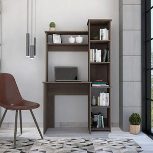 Modern Smokey Oak  Office Desk with Storage Cabinet