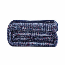 Navy Blue Reversible Velvet and Sherpa Throw Blanket