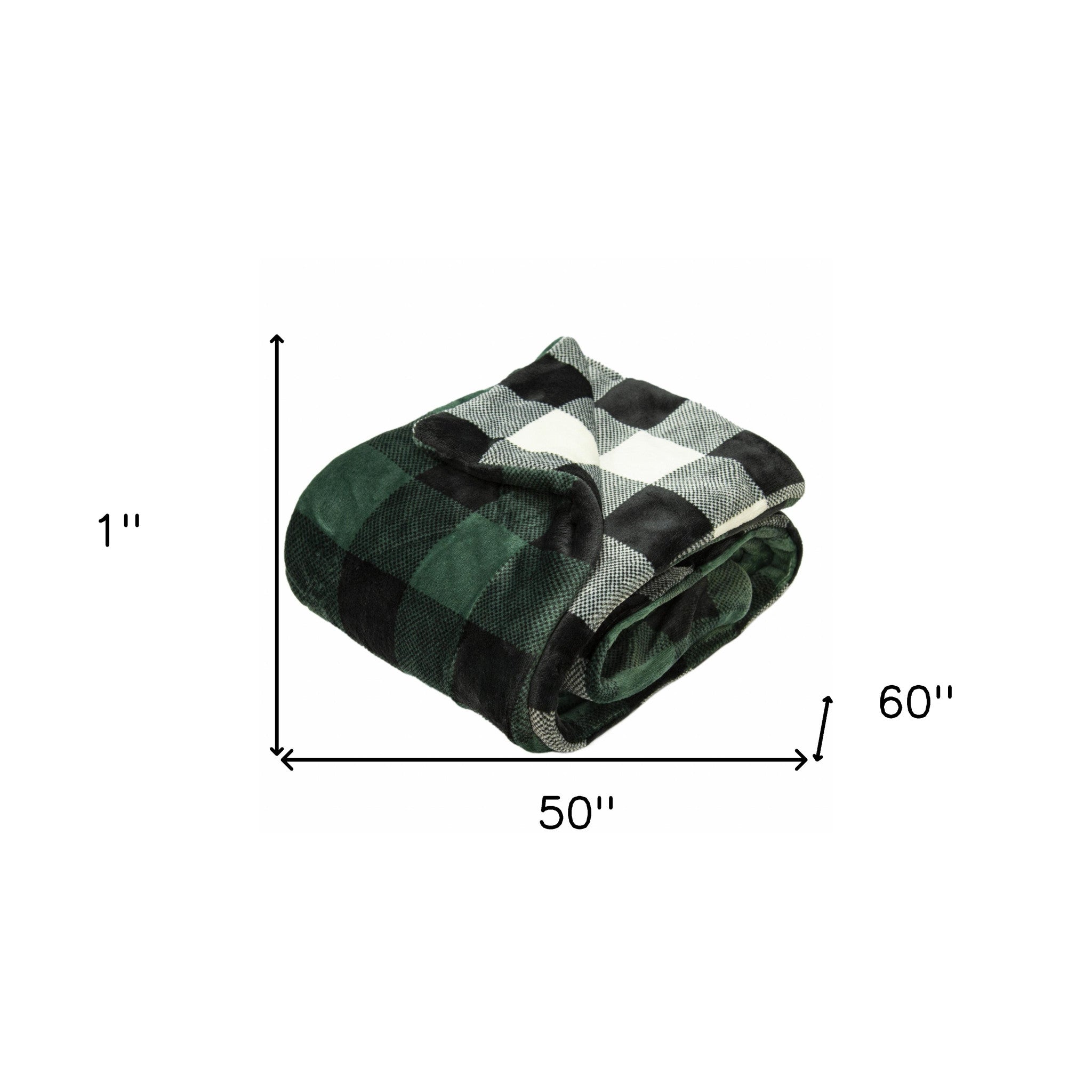 Buffalo Black Green Printed Velvet and Velvet Throw Blanket
