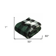 Buffalo Black Green Printed Velvet and Velvet Throw Blanket