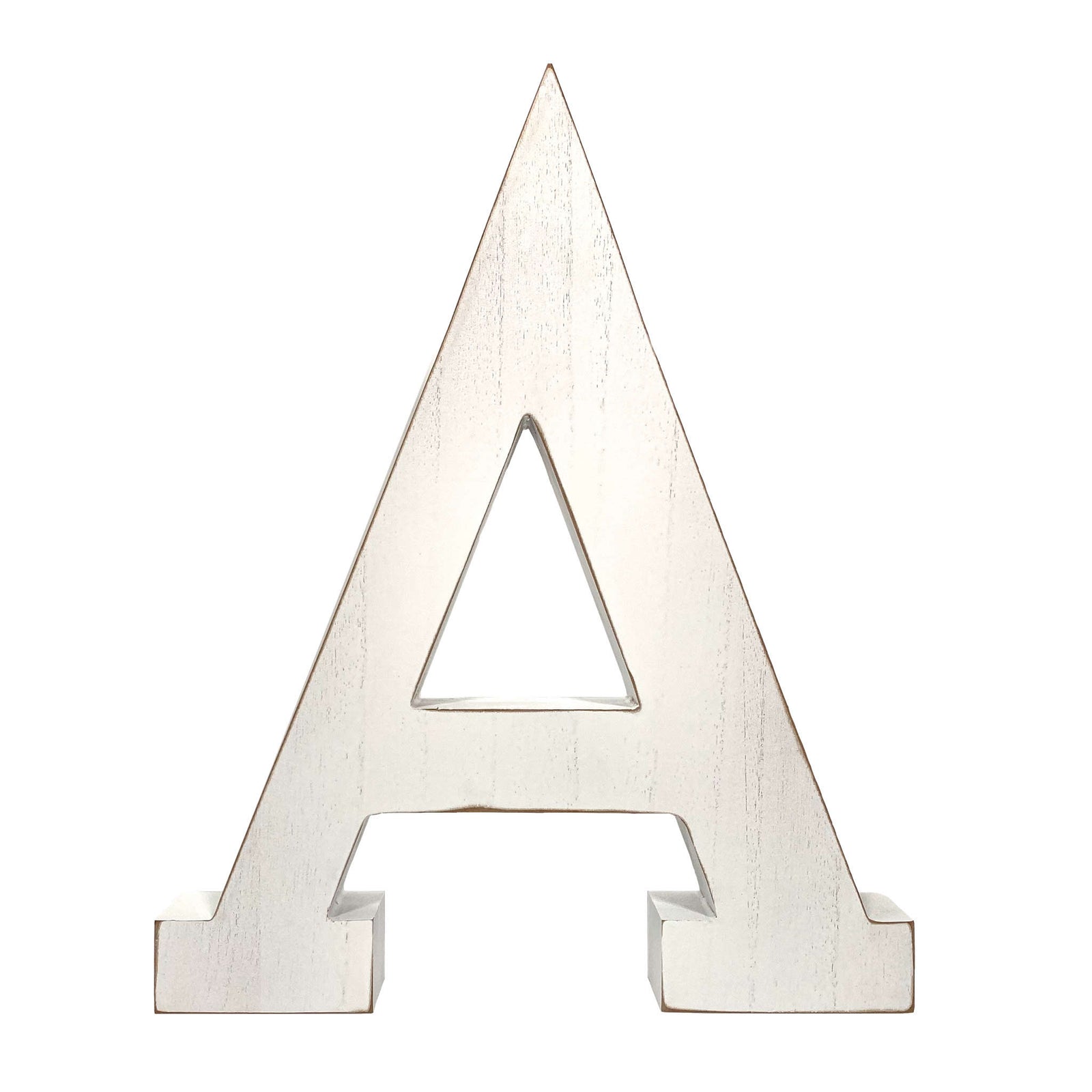 16" Distressed White Wash Wooden Initial Letter A Sculpture