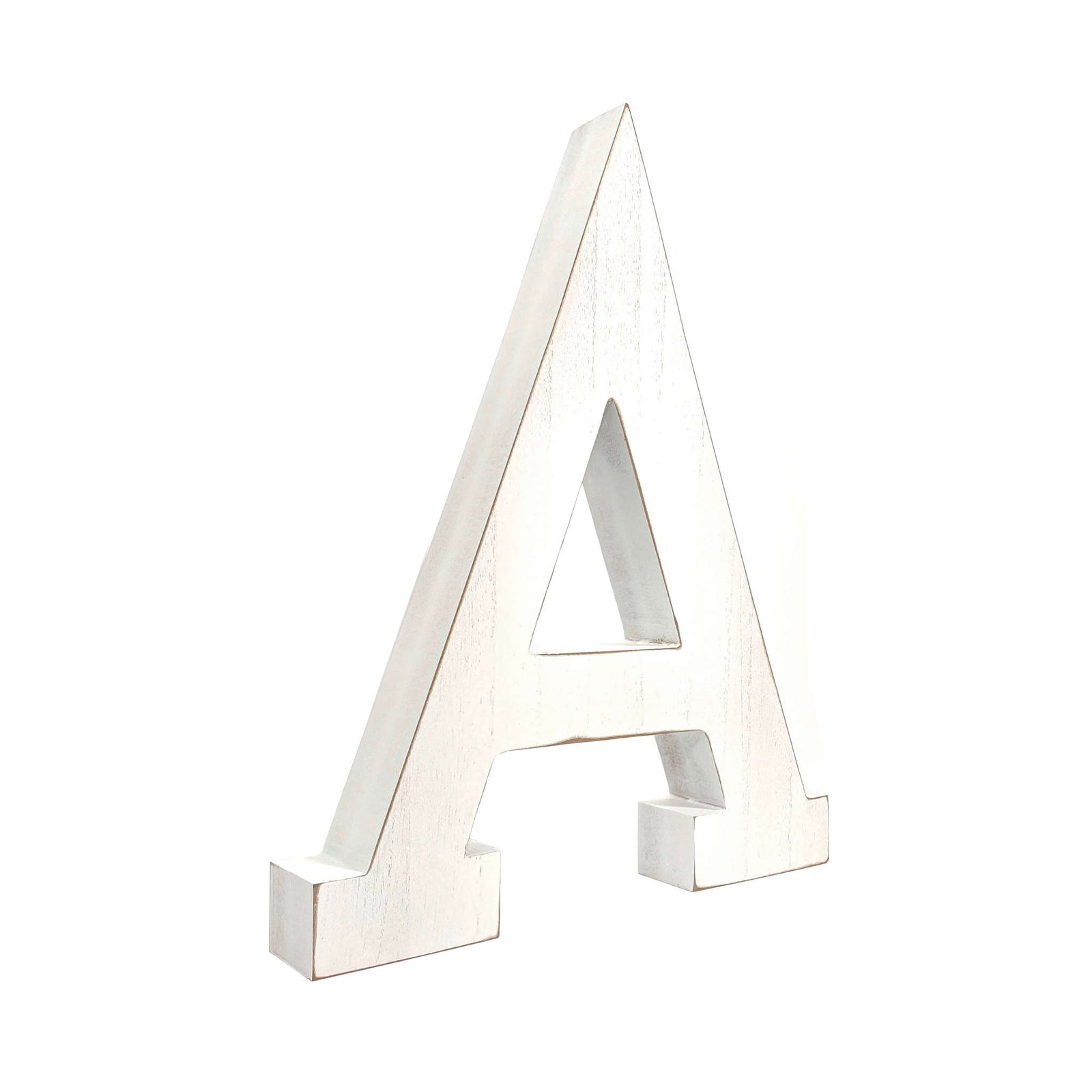 16" Distressed White Wash Wooden Initial Letter A Sculpture