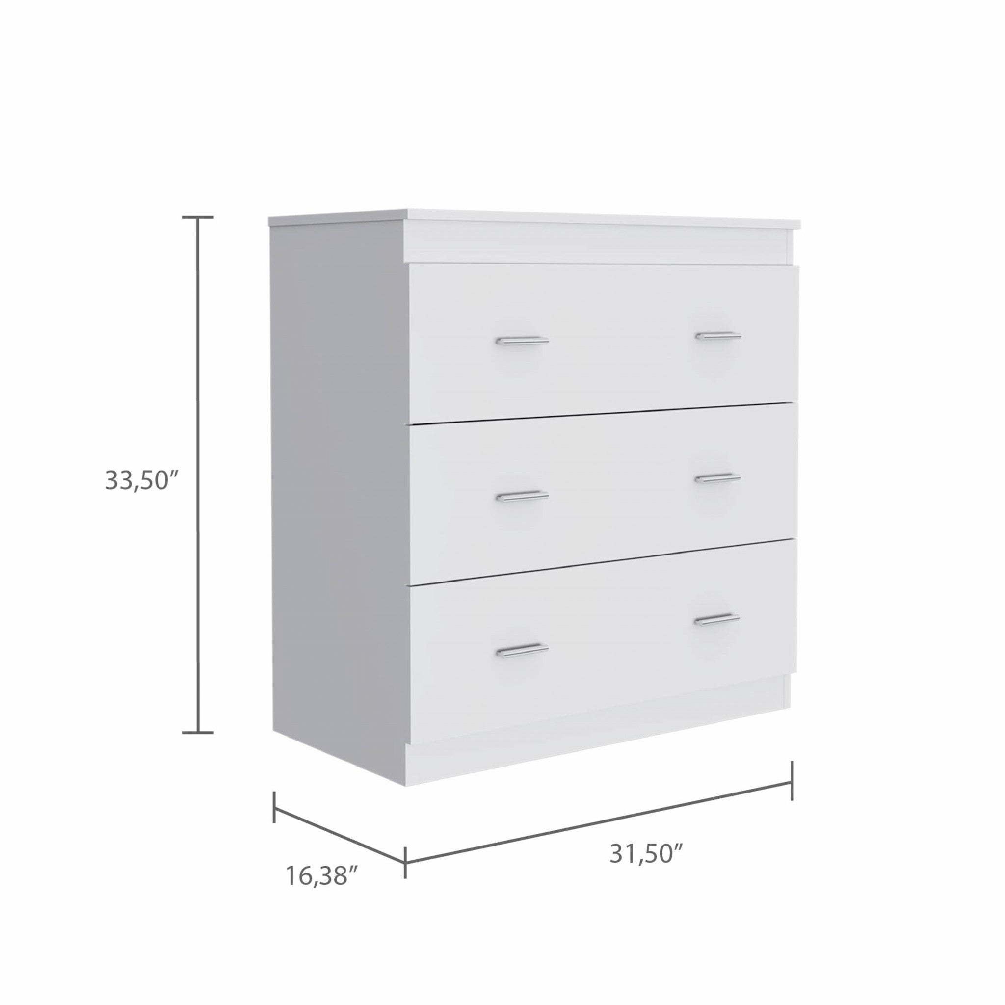 32" White Manufactured Wood Six Drawer Standard Dresser