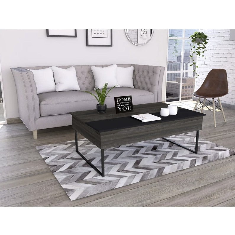 Black Wood Rectangular Lift Top Coffee Table 49"
