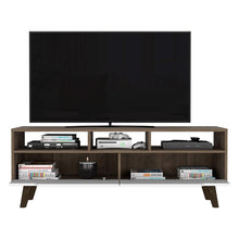 Stylish Dark Walnut and White Television Stand