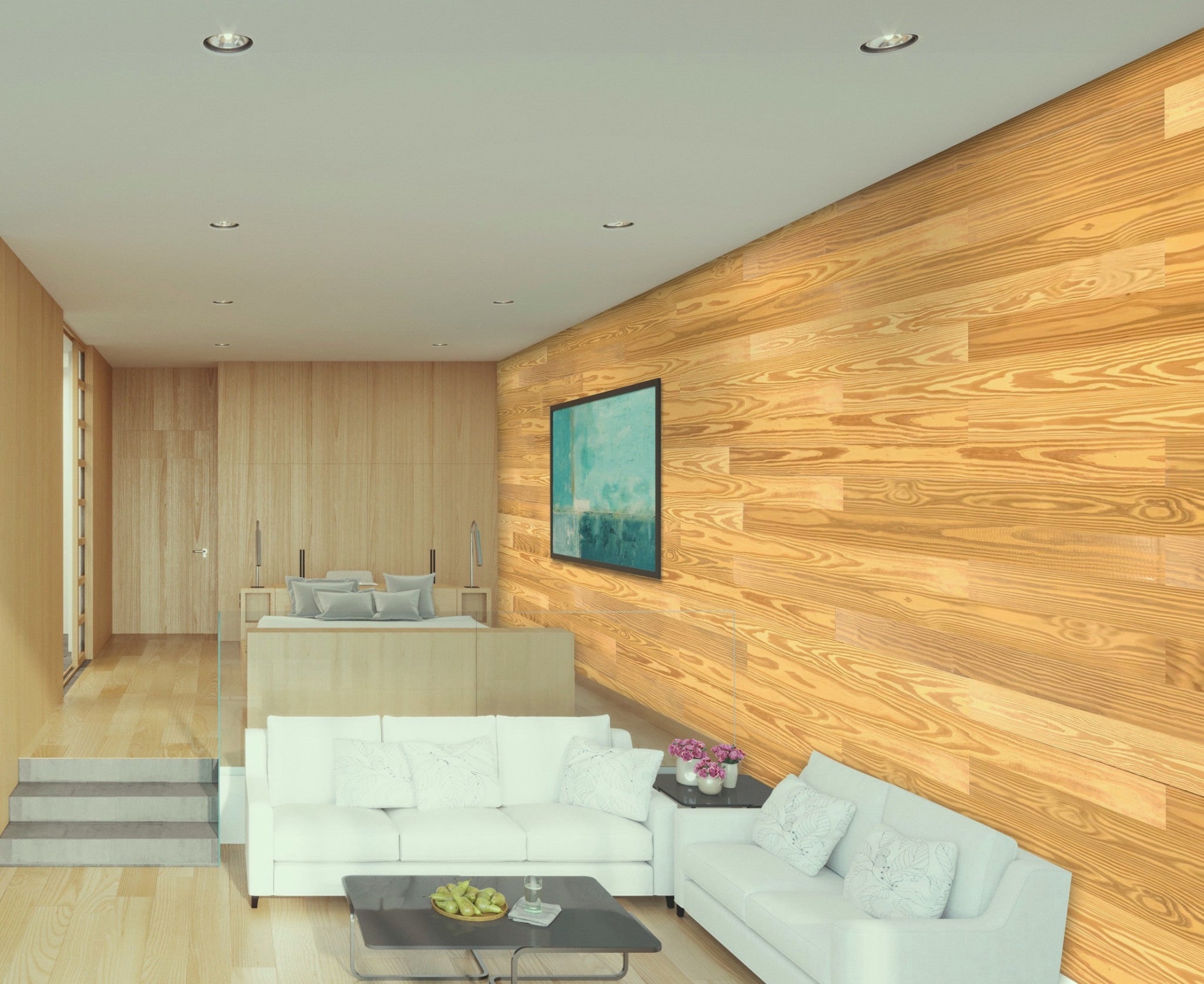 5" x 48" Thermo Treated Golden Grain Wood Large Wall Plank Set