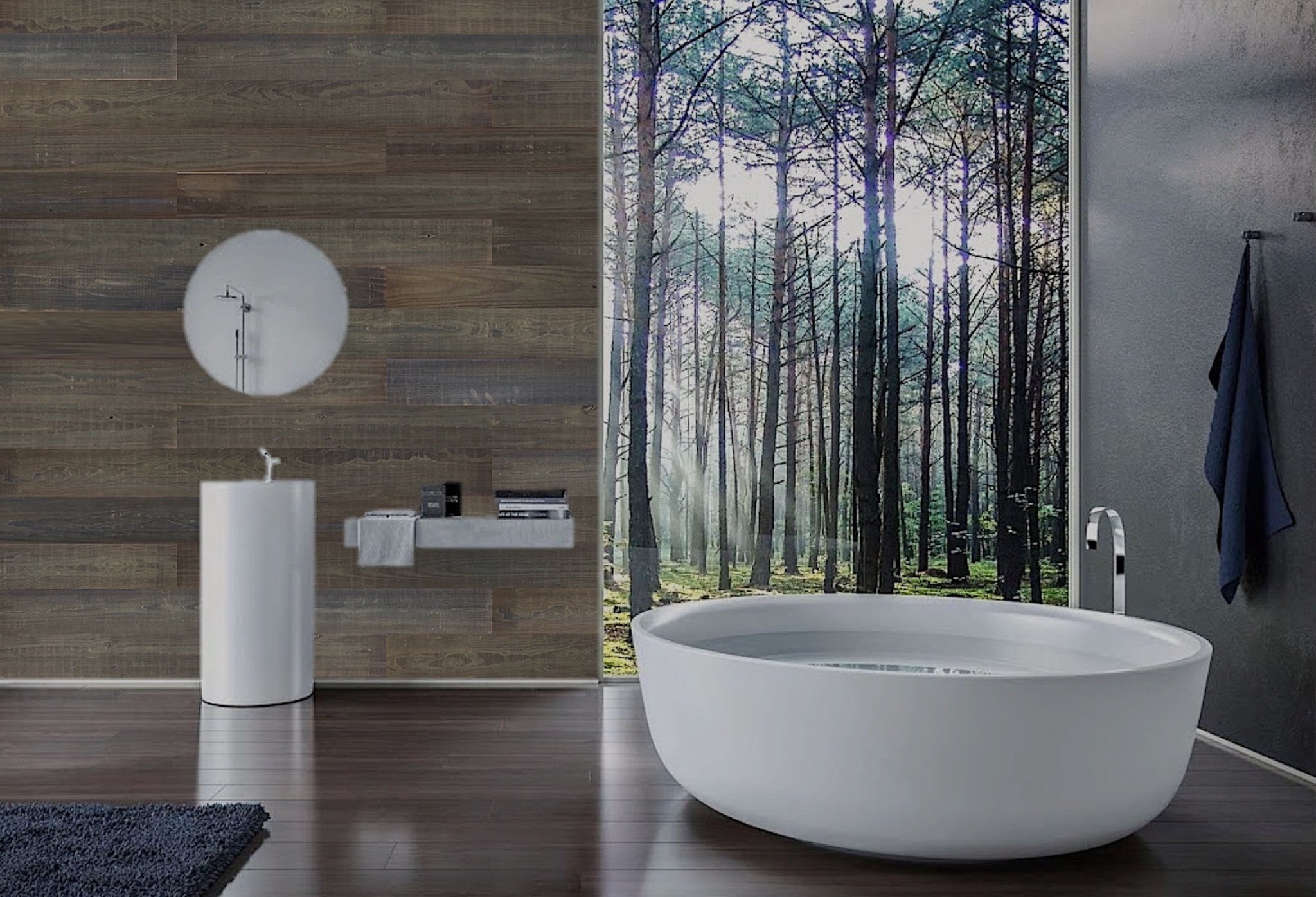 5" x 48" Thermo Treated Black Wood Large Wall Plank Set