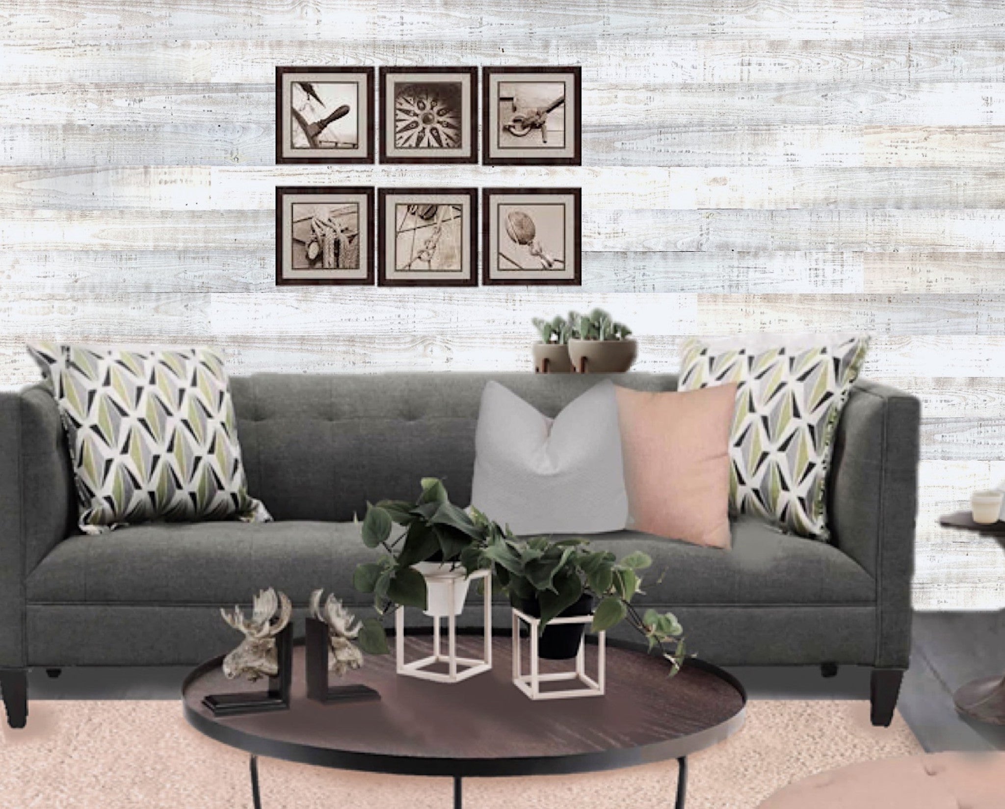 5" x 48" Thermo Treated Whitewash Wood Large Wall Plank Set