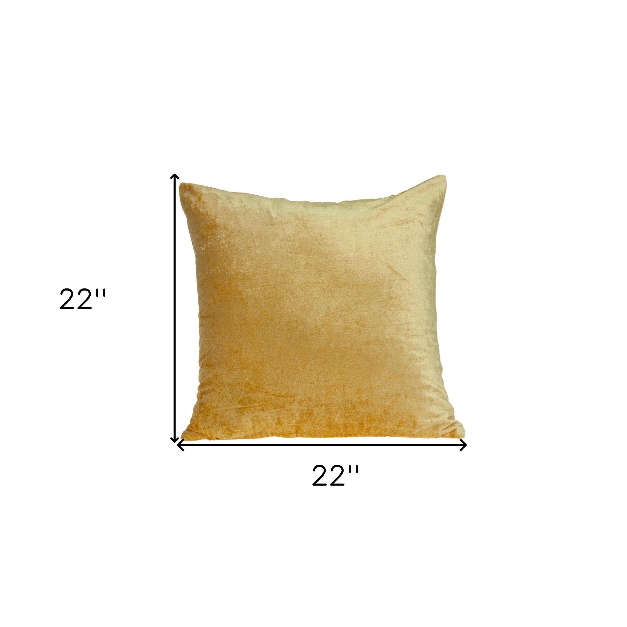 22 X 22 Yellow Zippered Cotton Blend Throw Pillow