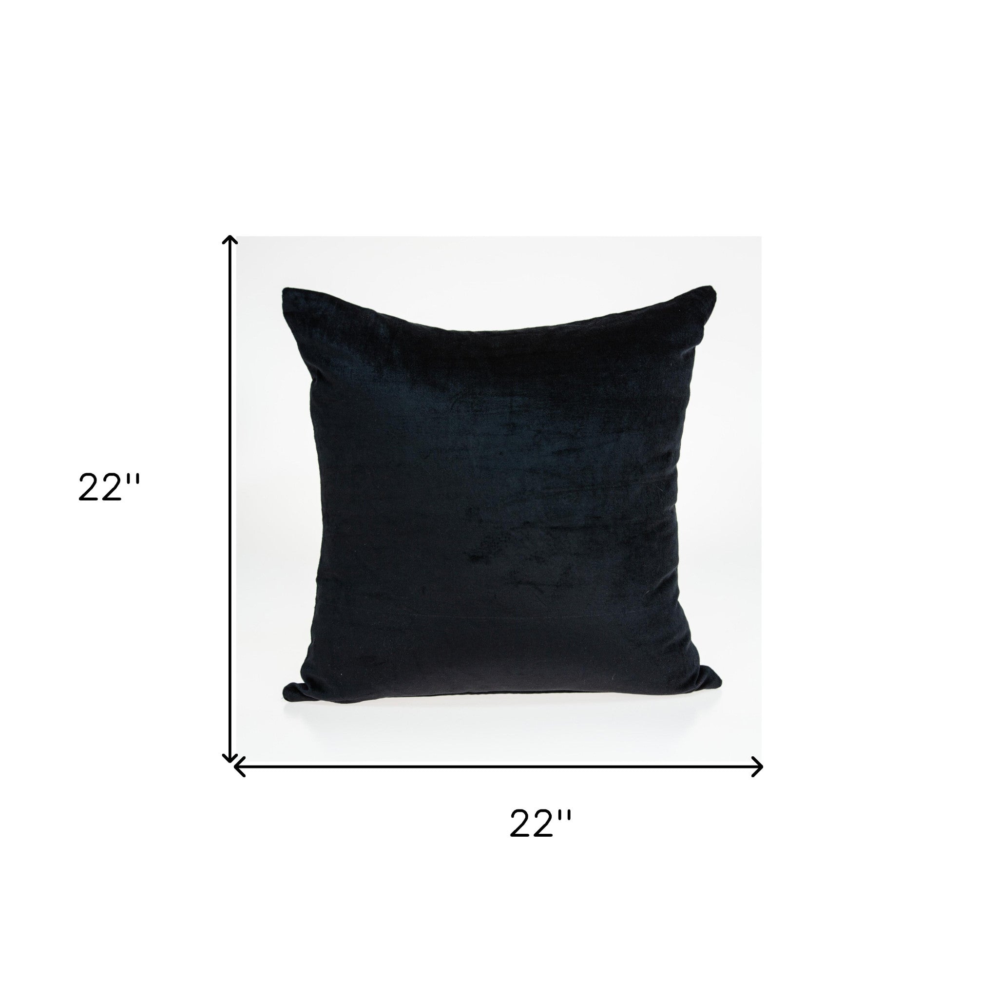 22" Black Cotton Blend Solid Color Throw Pillow