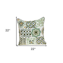22 X 22 Off White Zippered 100% Cotton Throw Pillow