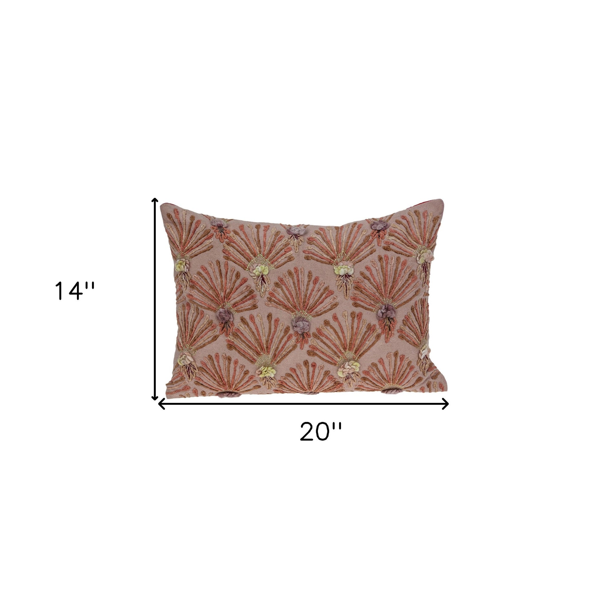 14 X 20 Pink Zippered 100% Cotton Throw Pillow