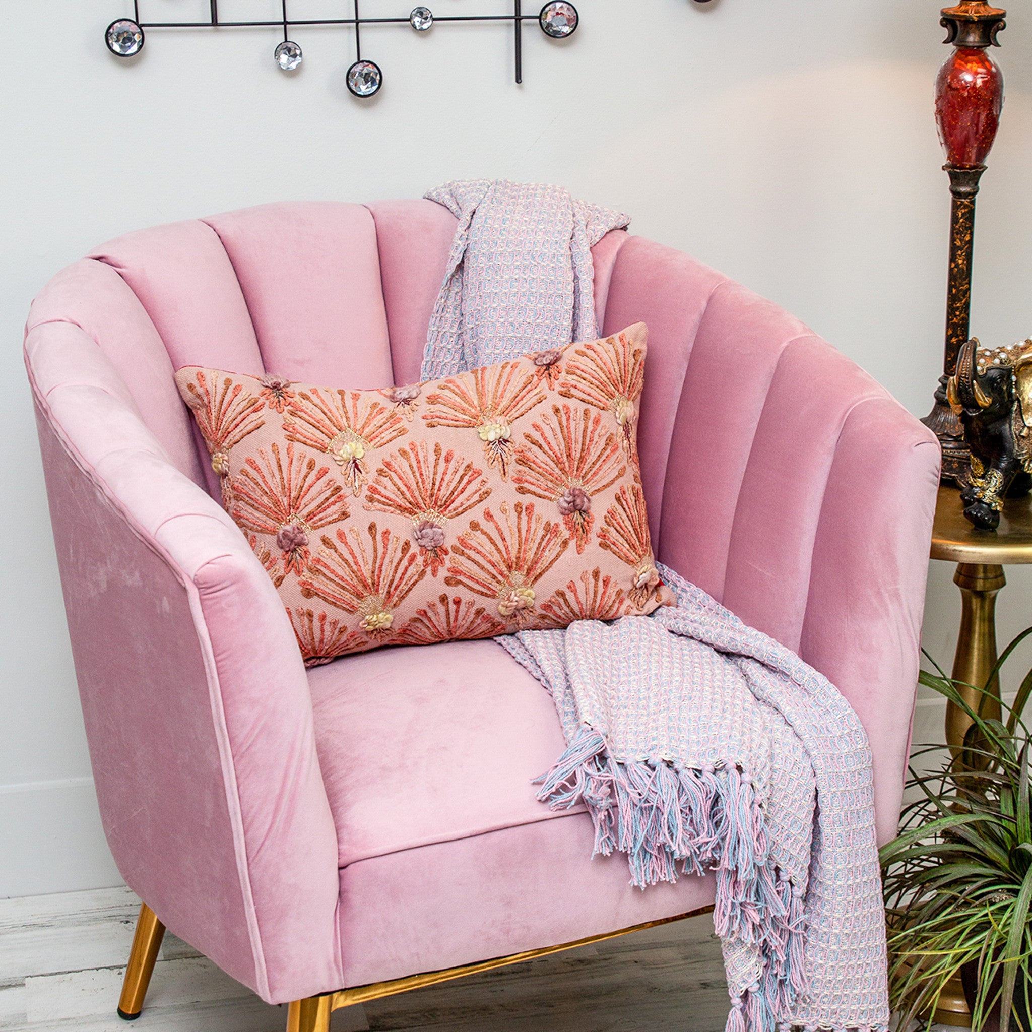 14 X 20 Pink Zippered 100% Cotton Throw Pillow