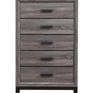 31" Grey Solid Wood Five Drawer Standard Chest