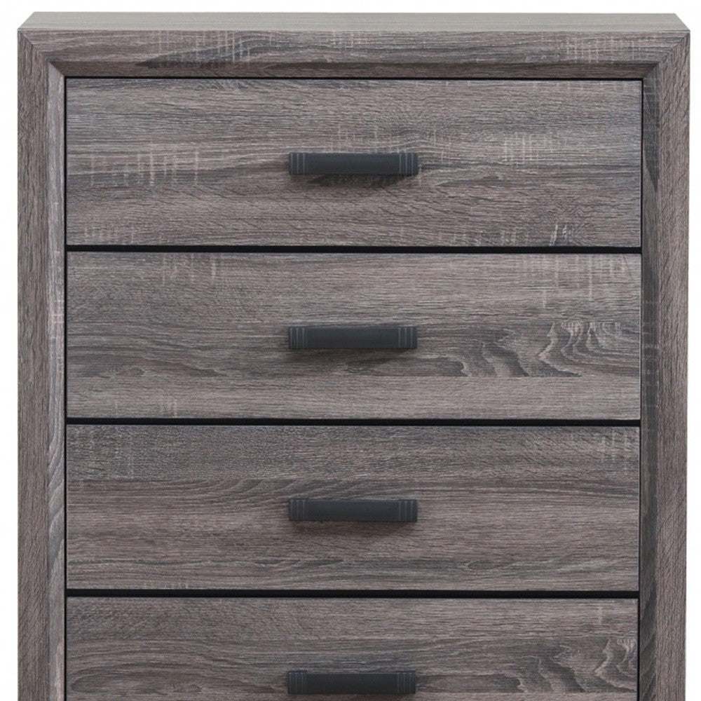 31" Grey Solid Wood Five Drawer Standard Chest