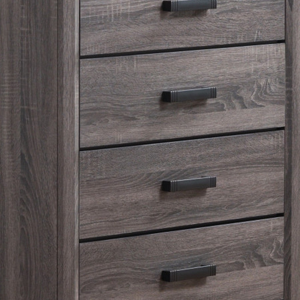 31" Faux Marble Grey Solid Wood Five Drawer Standard Chest