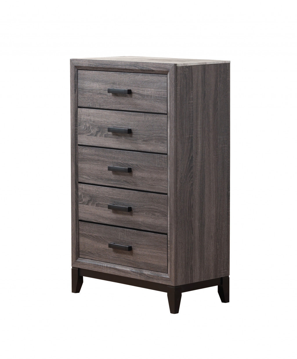 31" Faux Marble Grey Solid Wood Five Drawer Standard Chest