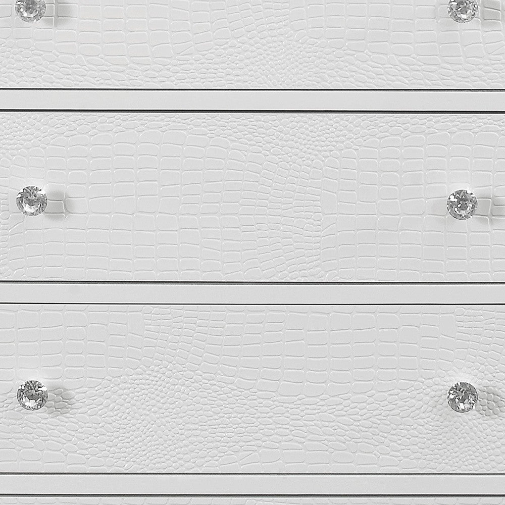 31" Metallic White Solid Wood Five Drawer Standard Chest