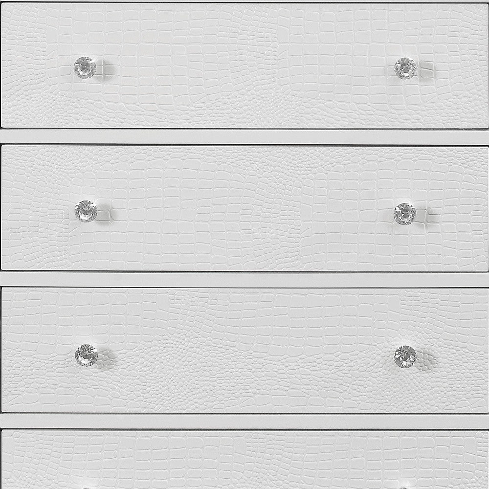 31" Metallic White Solid Wood Five Drawer Standard Chest