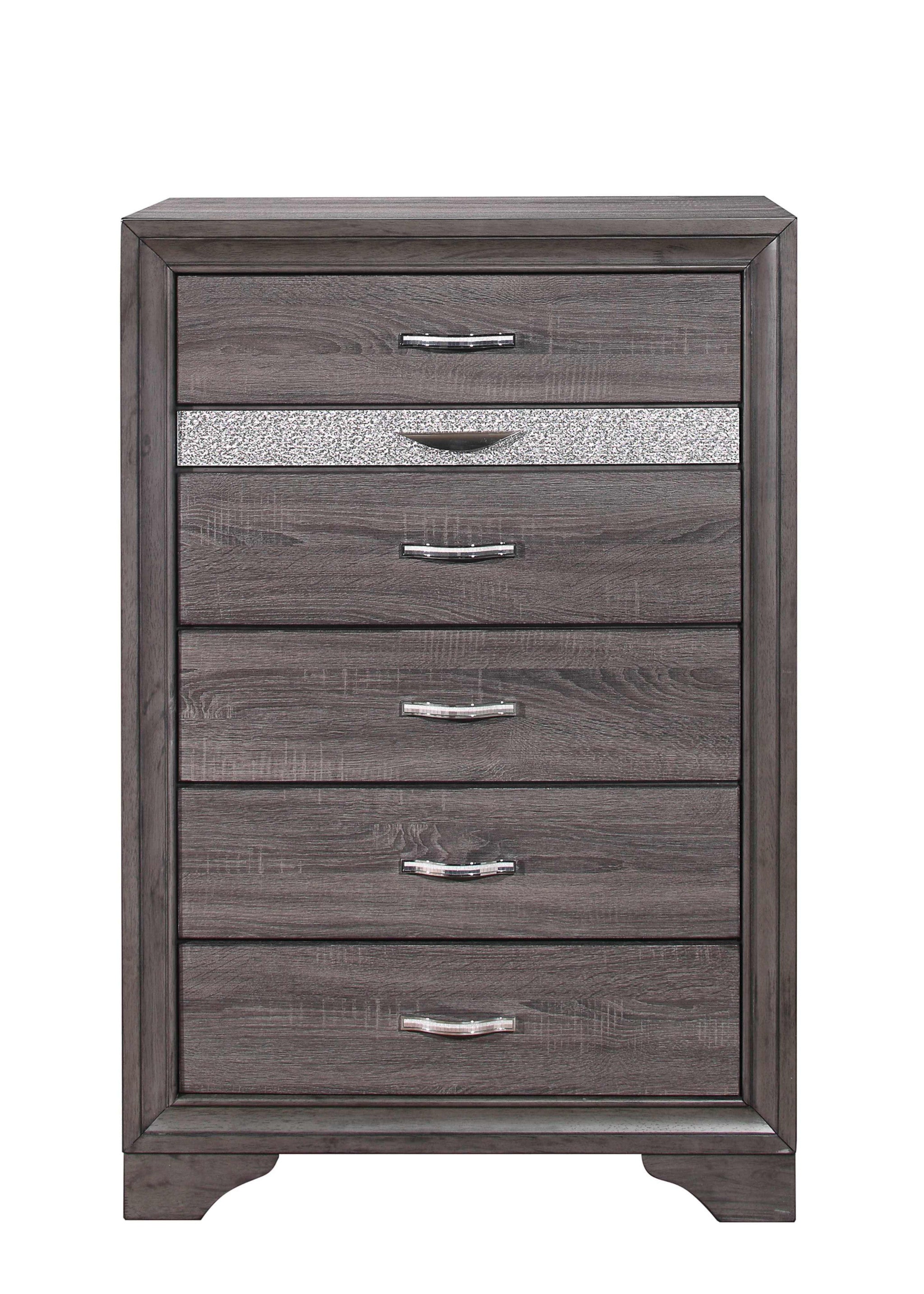 Grey Wood Six Drawer Standard Chest 35"