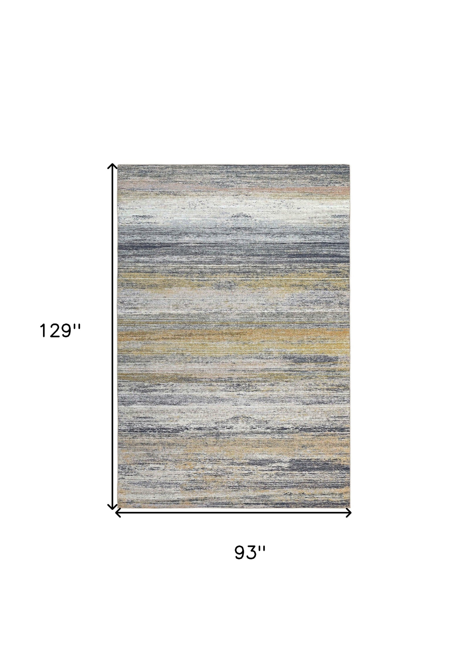 8' X 11' Gold Abstract Stain Resistant Area Rug