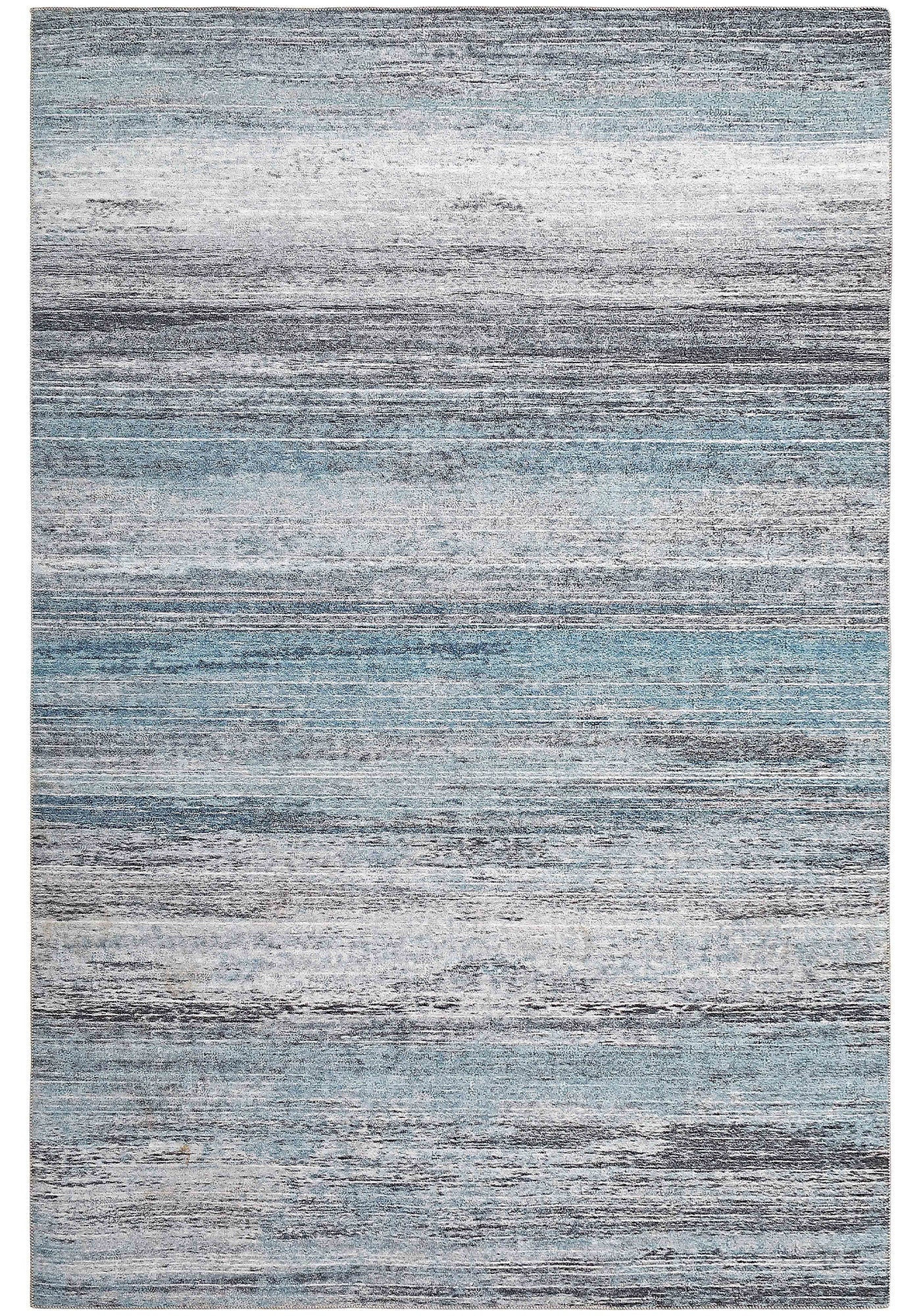 8' X 11' Turquoise and Gray Abstract Stain Resistant Area Rug