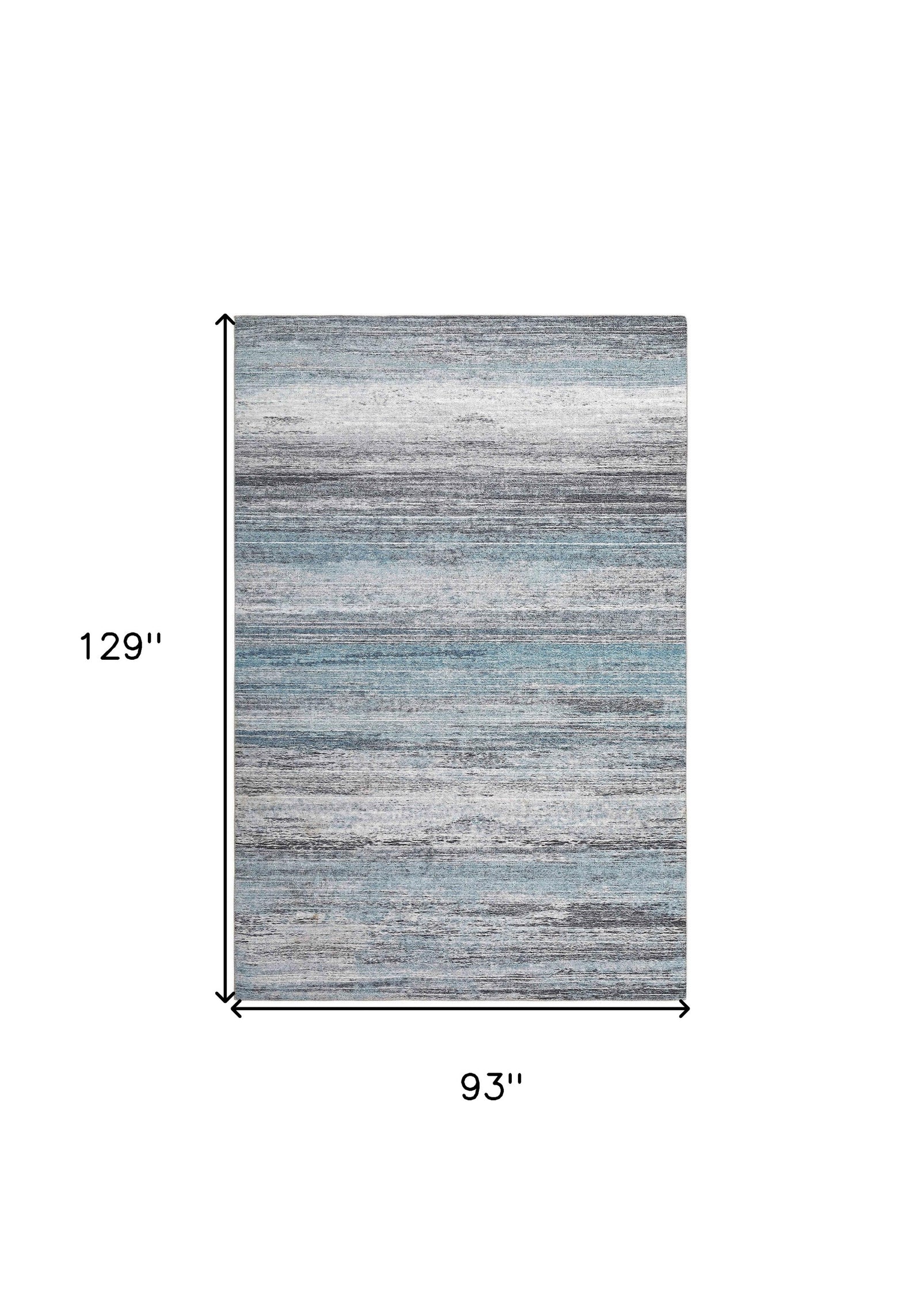 8' X 11' Turquoise and Gray Abstract Stain Resistant Area Rug