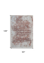 8' X 11' Rust Oriental Distressed Stain Resistant Area Rug