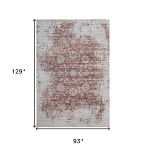8' X 11' Rust Oriental Distressed Stain Resistant Area Rug