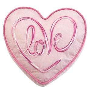 15" X 16" Pink And Rose Heart Love Throw Pillow with Embroidery
