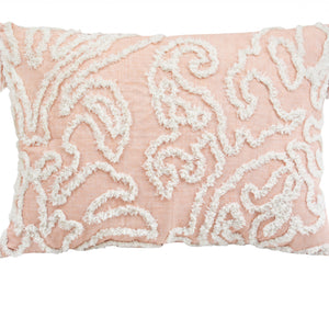 13" X 18" Beige And White Abstract Zippered Polyester Throw Pillow With Tassels