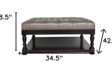 Dark Grey and Dark Brown Tufted Leather Coffee Table 34.5
