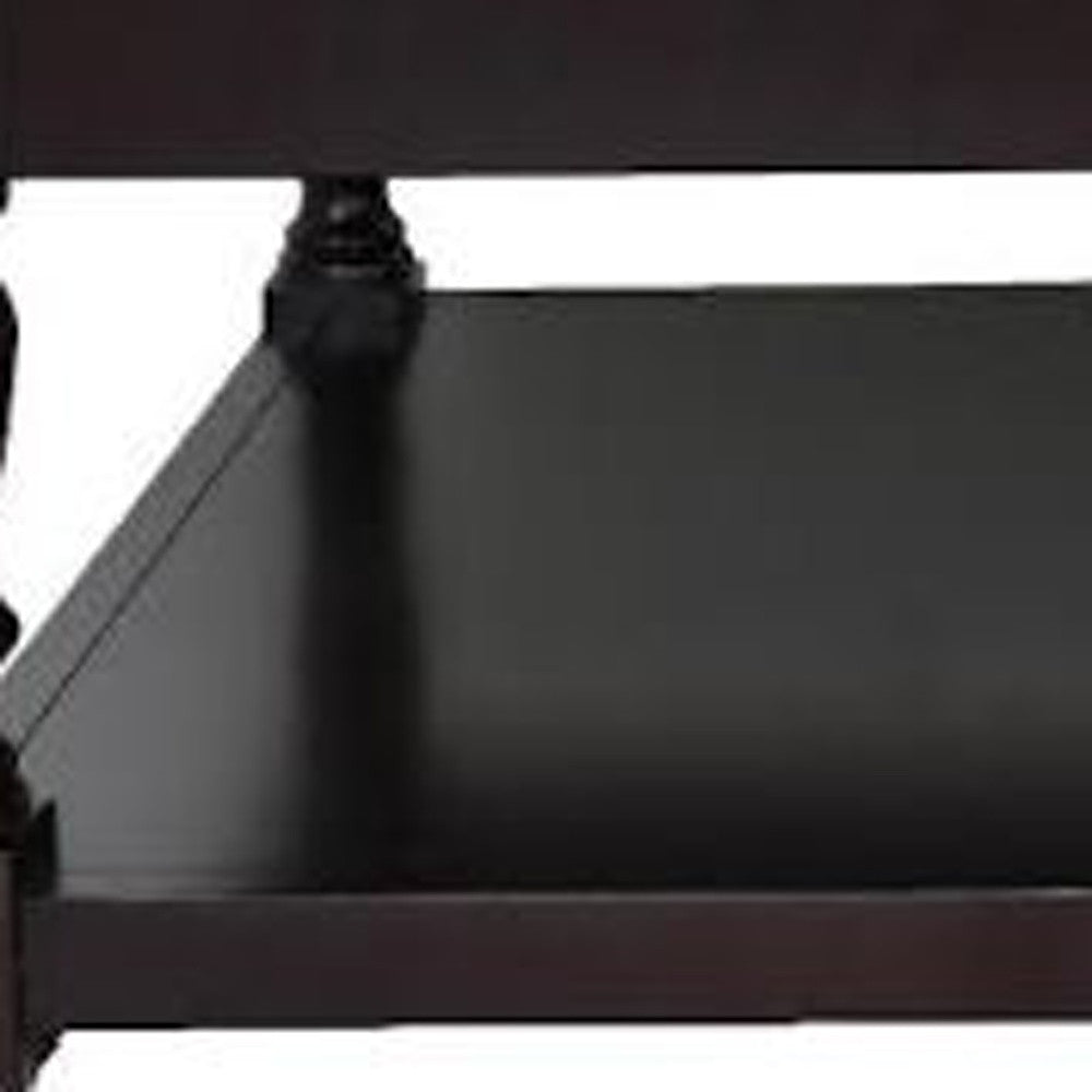 Dark Grey and Dark Brown Tufted Leather Coffee Table 34.5"