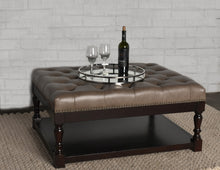 Dark Grey and Dark Brown Tufted Leather Coffee Table 34.5