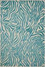 10' X 13' Blue Abstract Non Skid Indoor Outdoor Area Rug