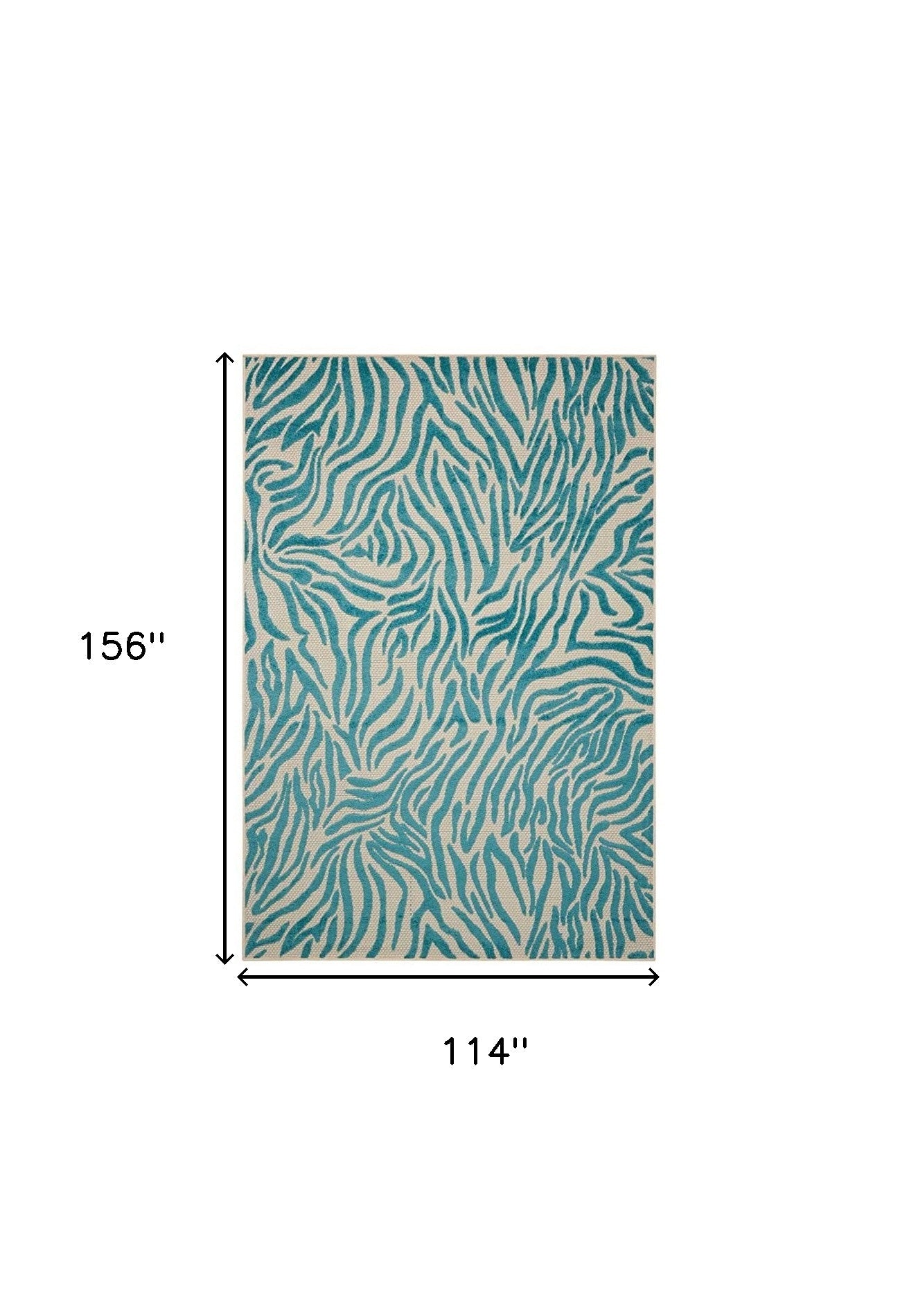 10' X 13' Blue Abstract Non Skid Indoor Outdoor Area Rug