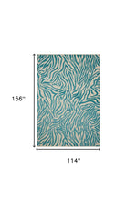 10' X 13' Blue Abstract Non Skid Indoor Outdoor Area Rug