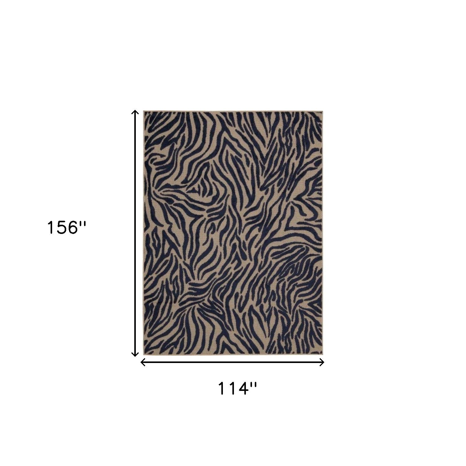 10' X 13' Navy Abstract Non Skid Indoor Outdoor Area Rug