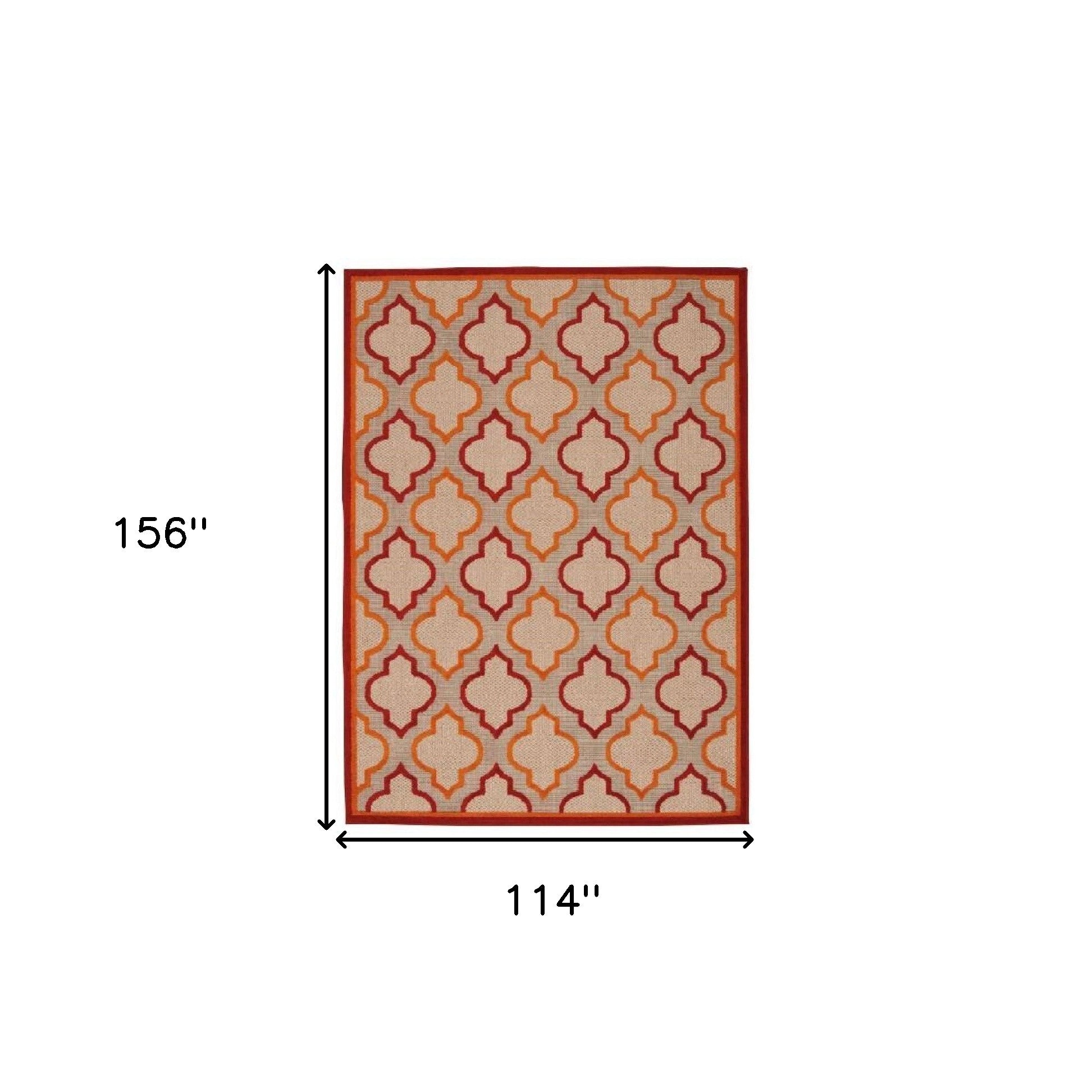 10' X 13' Red Ikat Non Skid Indoor Outdoor Area Rug