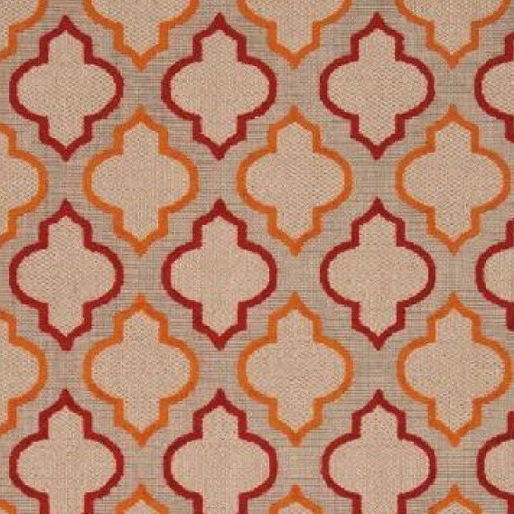 10' X 13' Red Ikat Non Skid Indoor Outdoor Area Rug