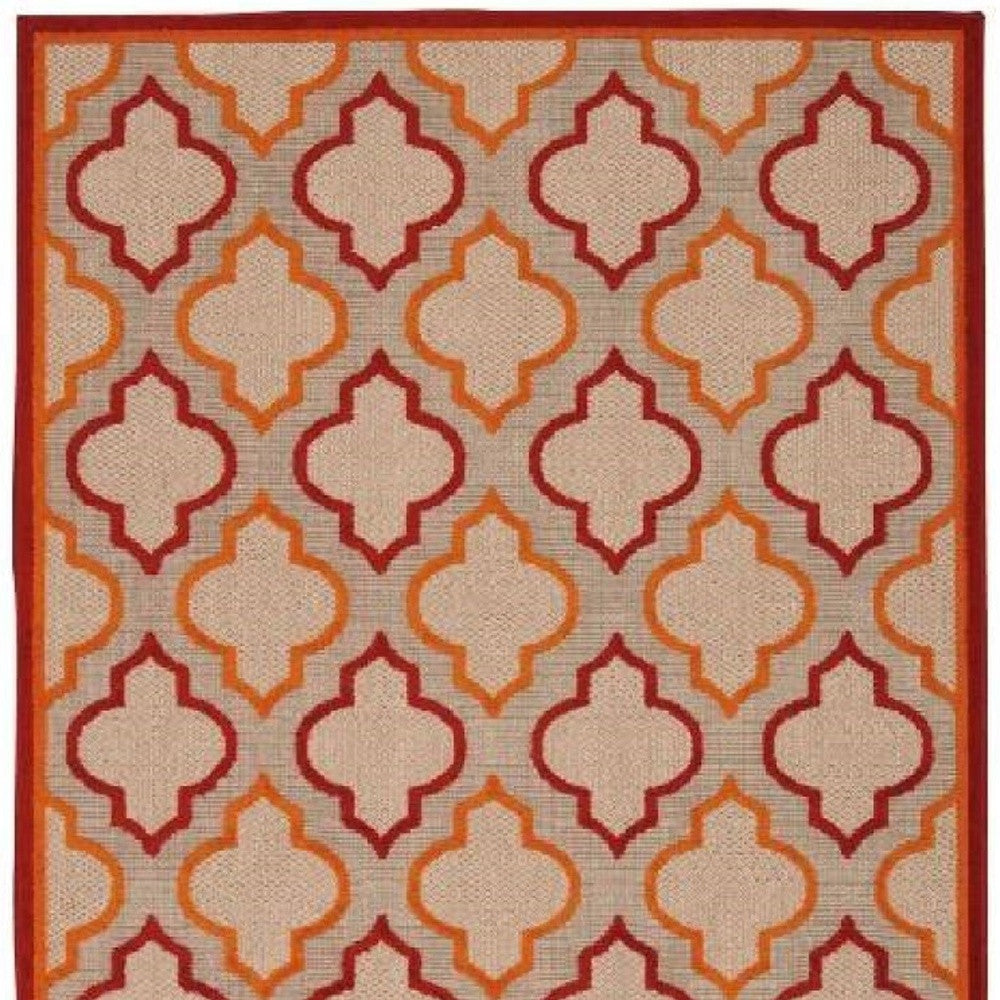 10' X 13' Red Ikat Non Skid Indoor Outdoor Area Rug