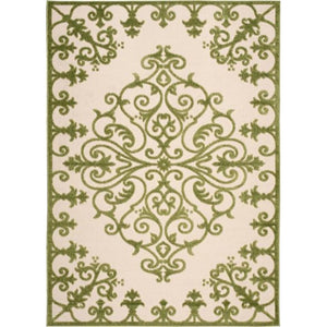 10' X 13' Green Damask Non Skid Indoor Outdoor Area Rug