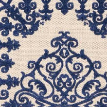 10' X 13' Navy Damask Non Skid Indoor Outdoor Area Rug
