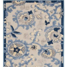 2' X 6' Blue And Grey Toile Non Skid Indoor Outdoor Runner Rug