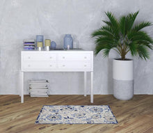 3' X 4' Blue And Grey Toile Non Skid Indoor Outdoor Area Rug