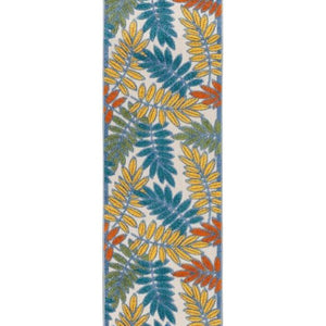 2' X 10' Ivory Floral Non Skid Indoor Outdoor Runner Rug