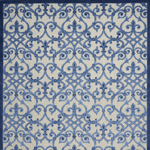 10' X 13' Grey And Blue Damask Non Skid Indoor Outdoor Area Rug